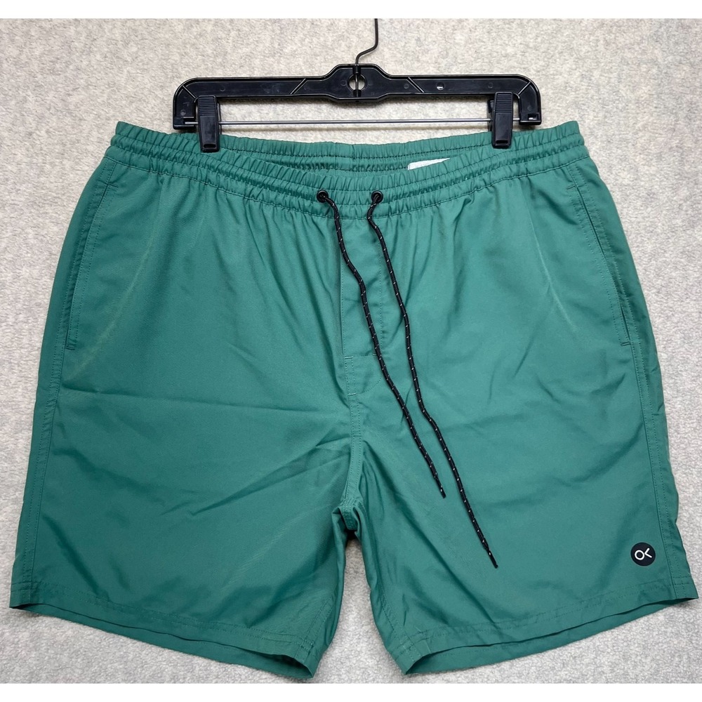 Outerknown Nomadic Volley Mens Shorts Jade Green Unlined Swim Trunks Pockets M